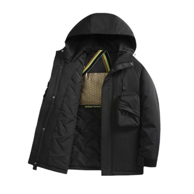 Men's Technical Utility Parka with Hood, multifunctional Front Pockets and Thermal Lining Mune Fashion
