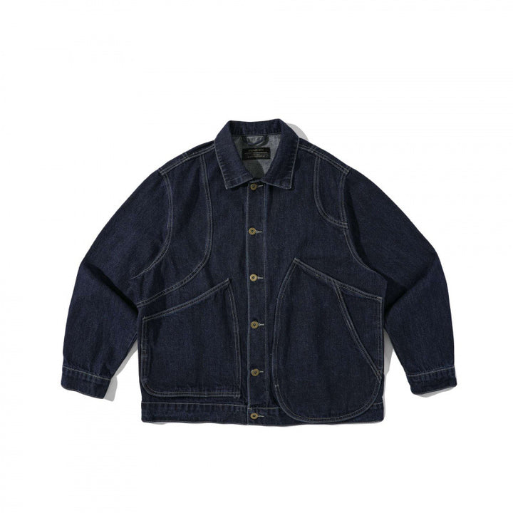 Unisex Boxy Denim Worker Jacket with Oversized Patch Round Pockets Mune Fashion