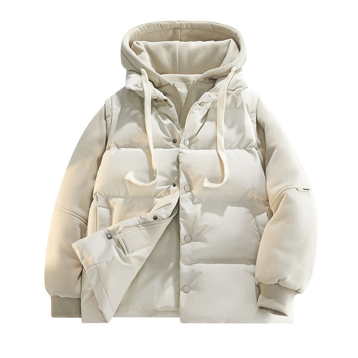 Men's Nano Hybrid Padded Jacket with Fleece Sleeves, Hood and Concealed Snap Fastener Mune Fashion