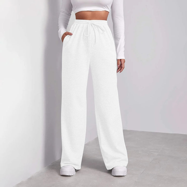 Women's Highwaist Palazzo Jogger with elastic comfort waistband, drawstring and side pockets Mune Fashion