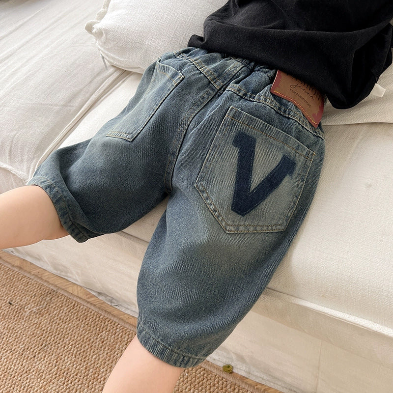 Unisex casual denim shorts with elastic waistband Mune Fashion