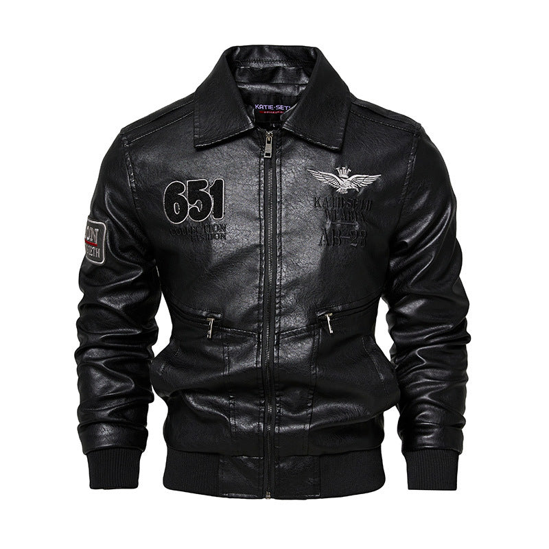 Men's Robust Leather Jacket with Removable Teddy Collar Mune Fashion
