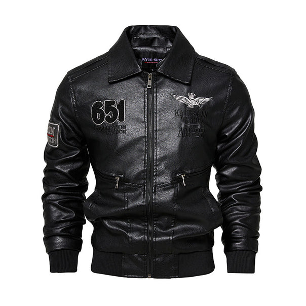 Men's Robust Leather Jacket with Removable Teddy Collar Mune Fashion