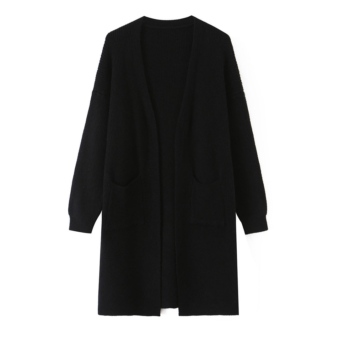 Ladies Longline Knit Cardigan with Patch Pockets Mune Fashion