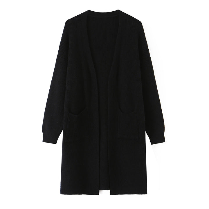 Ladies Longline Knit Cardigan with Patch Pockets Mune Fashion