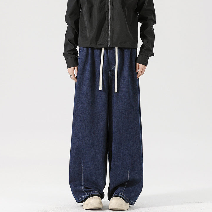 Women's Wide Denim Palazzo Pants with Drawstring Waist, Low Crotch, and Extra Wide Leg Mune Fashion