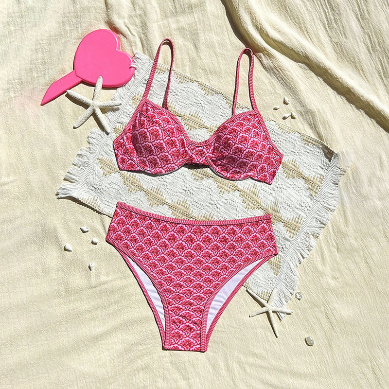 Women's high-waisted bikini set with fashionable patterns Mune Fashion