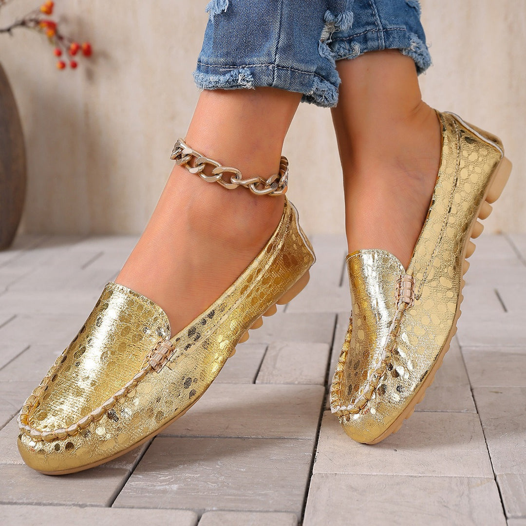 Women's nan light moccasins with textured imitation leather look, padded comfort insole and slip-resistant rubber sole Mune Fashion