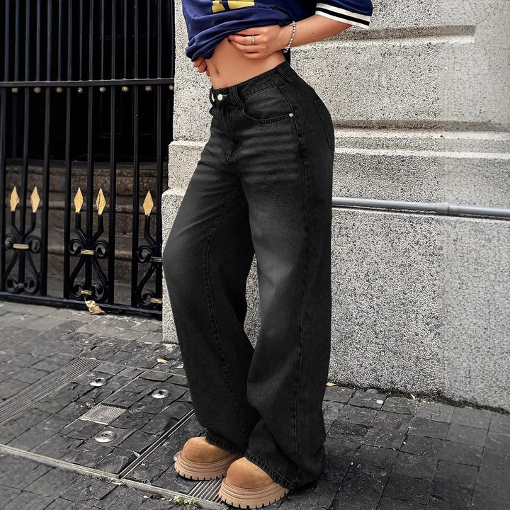 Ladies wide high-waisted denim jeans in baggy style with extra wide leg Mune Fashion