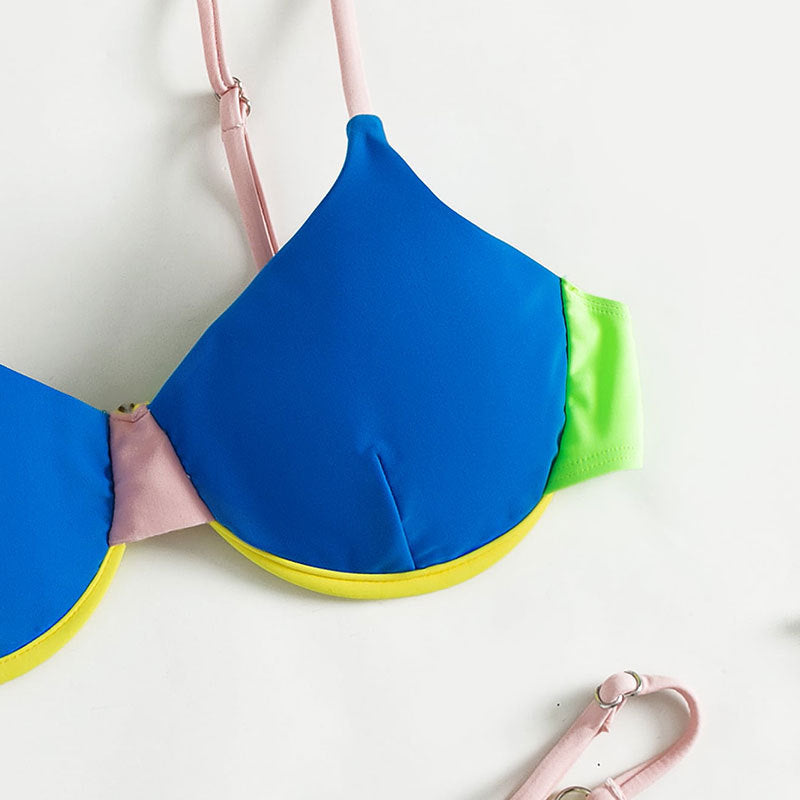 Women's Triangle Bikini with Adjustable Straps and Innovative Color Design Mune Fashion