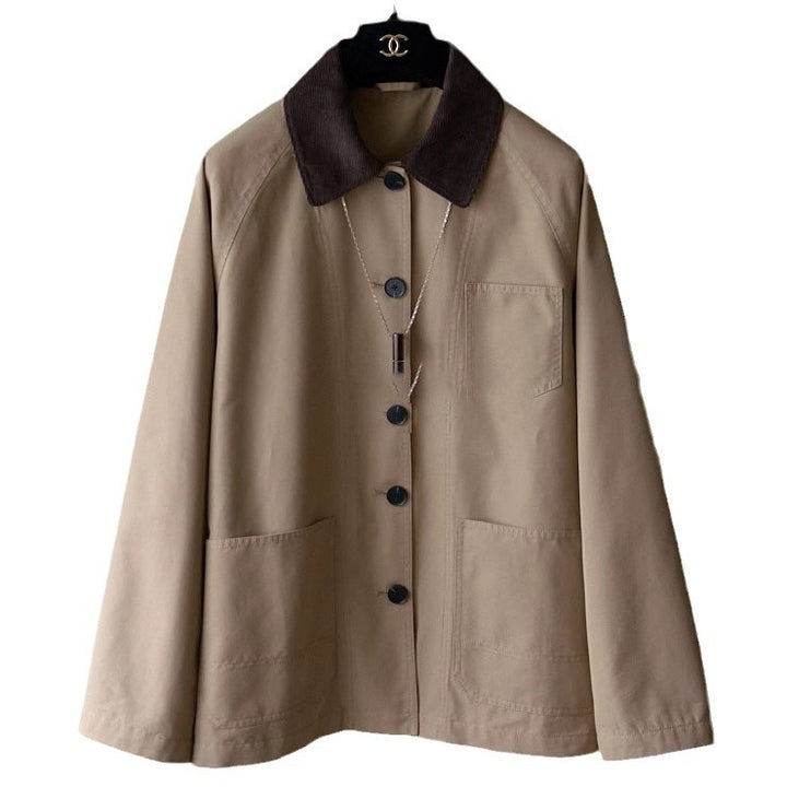 Men's chore jacket with cord collar, raglan sleeves, and patch pockets Mune Fashion