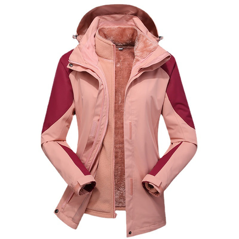 Women double-layer outdoor jacket with removable fleece inner jacket and windproof membrane Mune Fashion