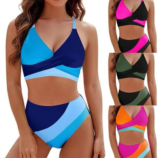 Women's high-waisted bikini set with fashionable wrap top Mune Fashion