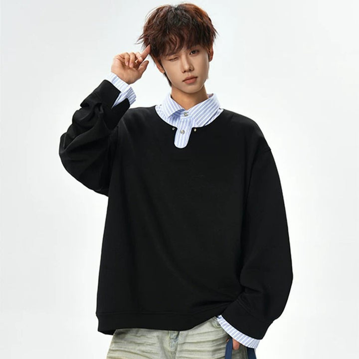 Men's Oversized Sweatshirt with V-Notch Collar and Drop Shoulder Mune Fashion