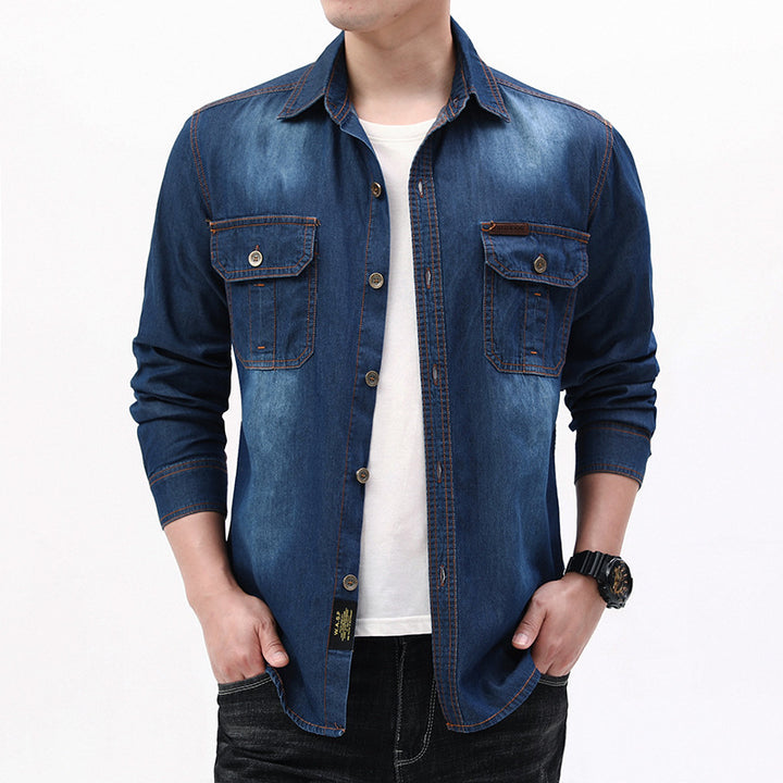 Men's Denim Shirt Jacket with Utility Pockets Mune Fashion