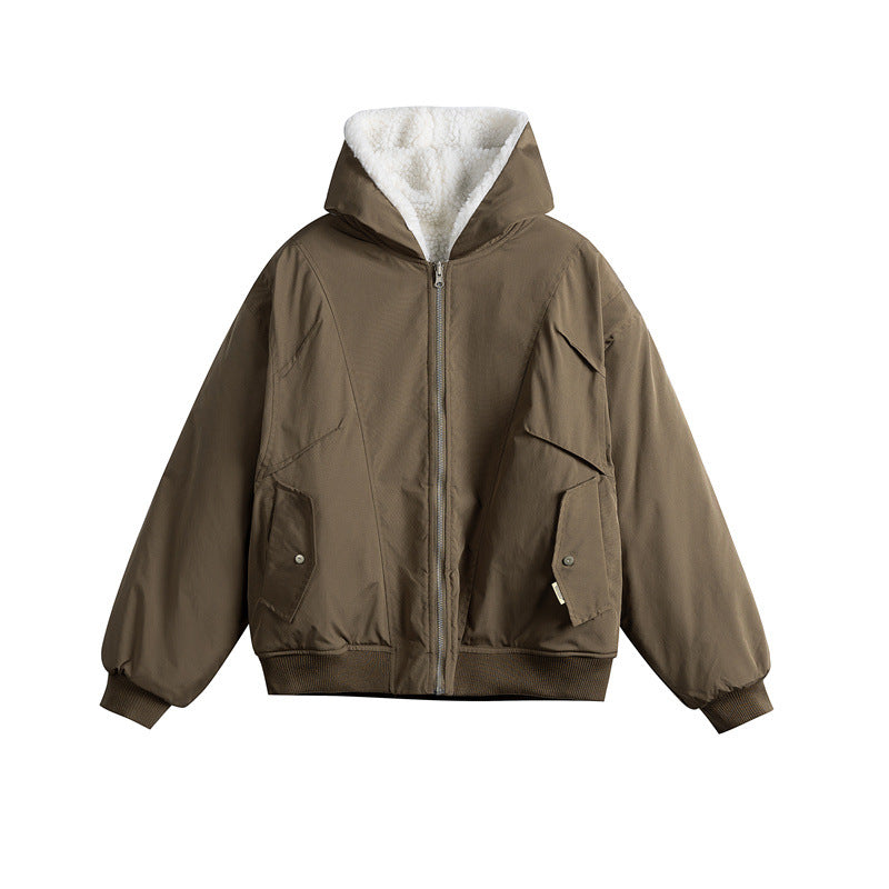 Unisex Oversize Utility Bomber with padded teddy lining and asymmetrical flap pockets Mune Fashion