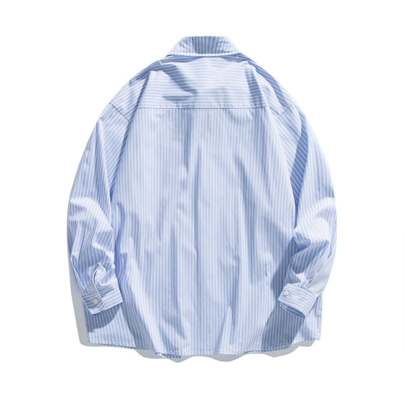 Men's Oversized Cotton Shirt with Fine Stripes and Chest Pocket Mune Fashion