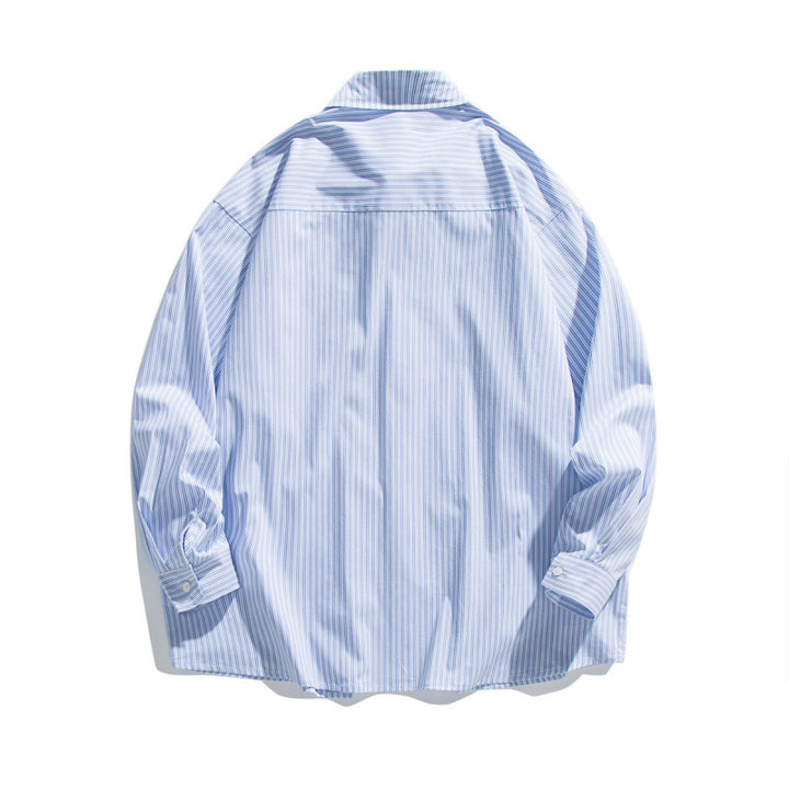 Men's Oversized Cotton Shirt with Fine Stripes and Chest Pocket Mune Fashion