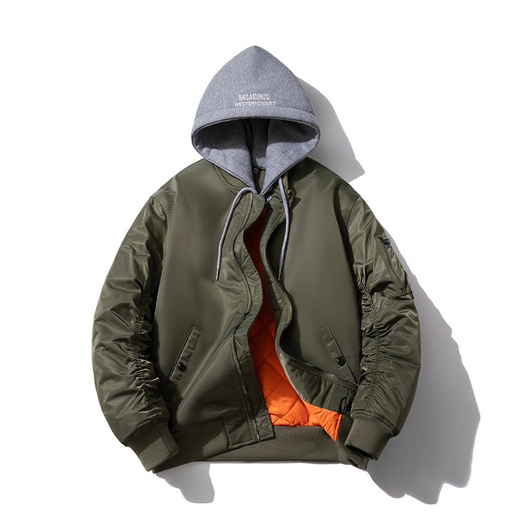 Men's Quilted Bomber Jacket with Stand-Up Collar, Padded Cut and Arm Pocket Mune Fashion
