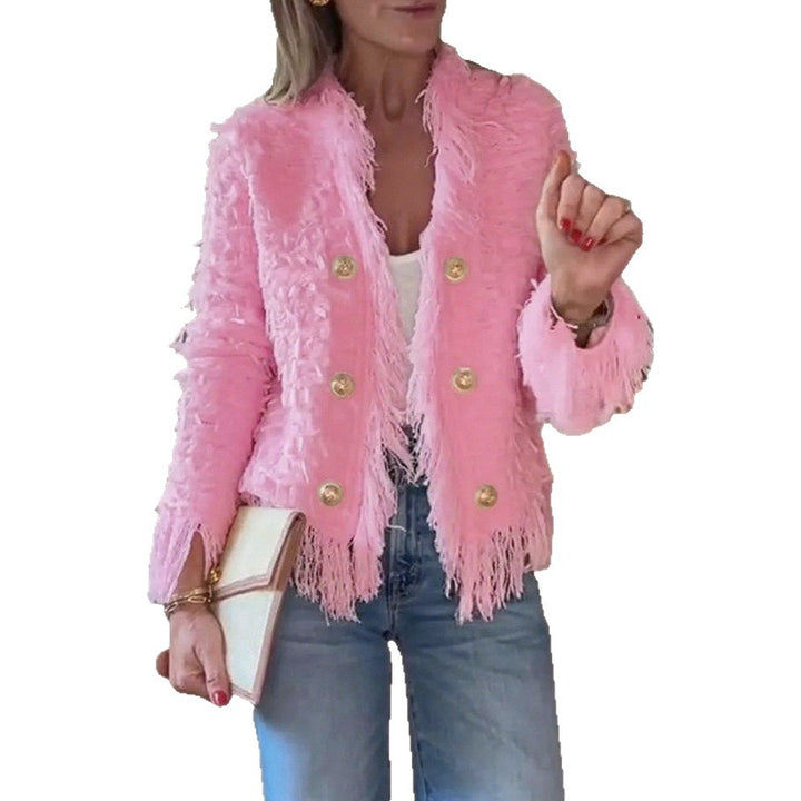 Women's short jacket with structured surface and decorative button row Mune Fashion