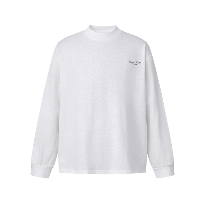 Unisex Oversize-Longsleeve Shirt made of Slub Cotton with a half-high Roll Collar Mune Fashion