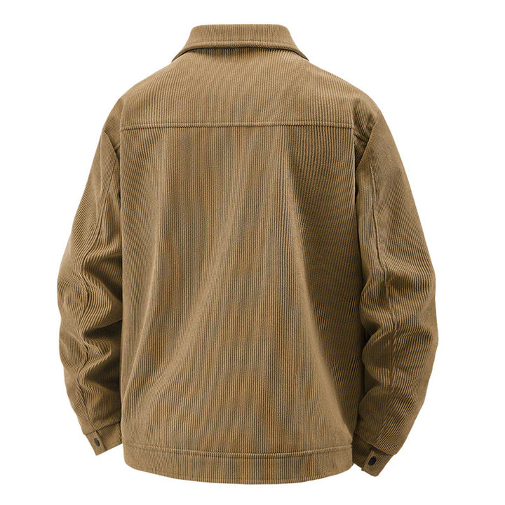 Men's quilted cord jacket in trucker style with snap button closure and patch chest pockets Mune Fashion