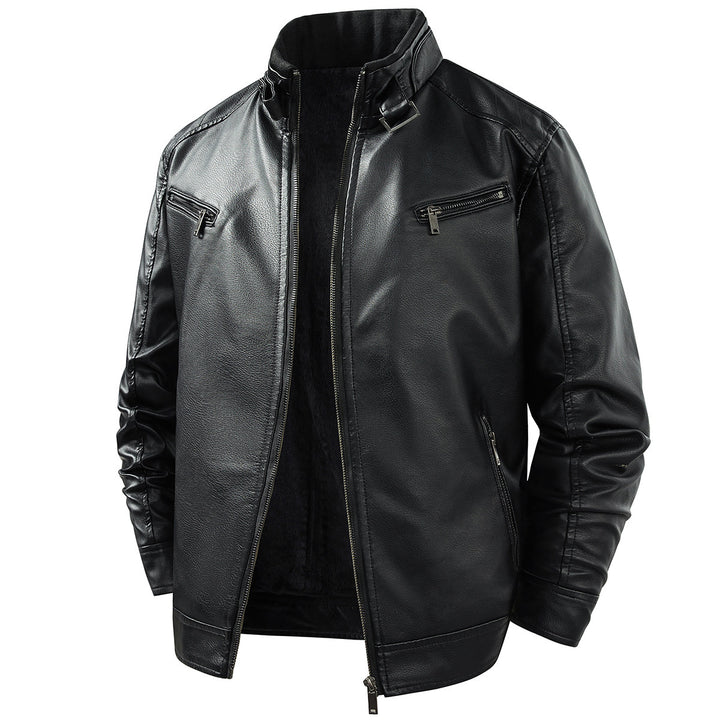 Men's Fashion Leather Jacket with Fleece Lining Mune Fashion