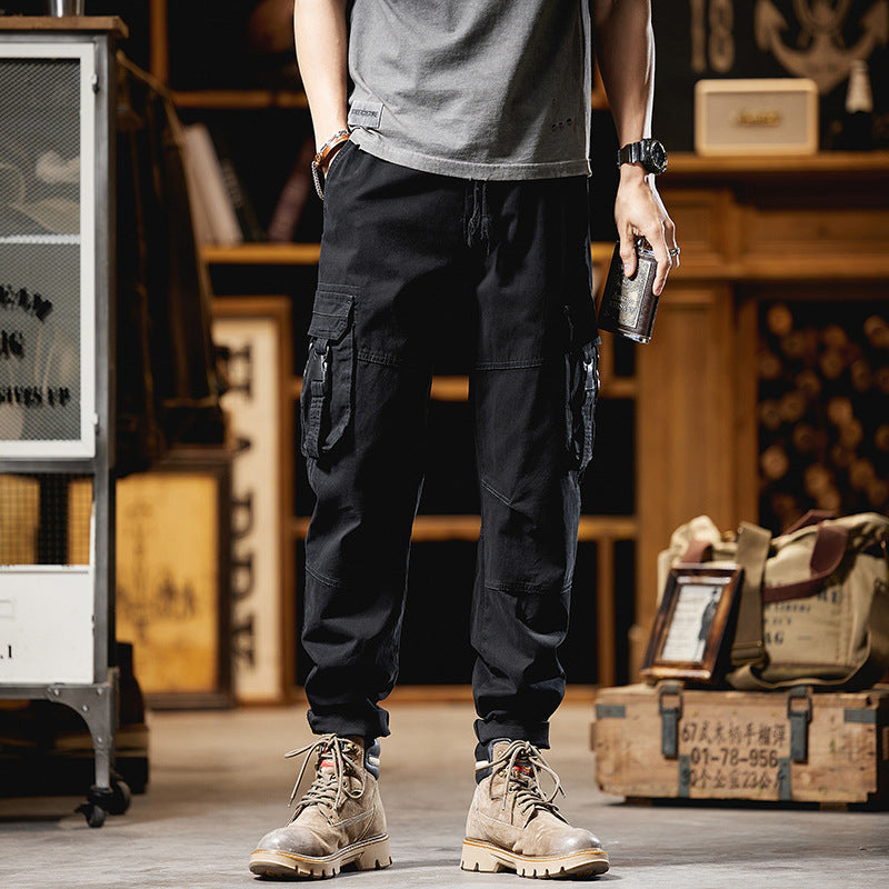 Men's Tactical Utility Cargo Pants with Reinforced Knee Patches, Multifunctional Pockets and Drawstring Waist Mune Fashion