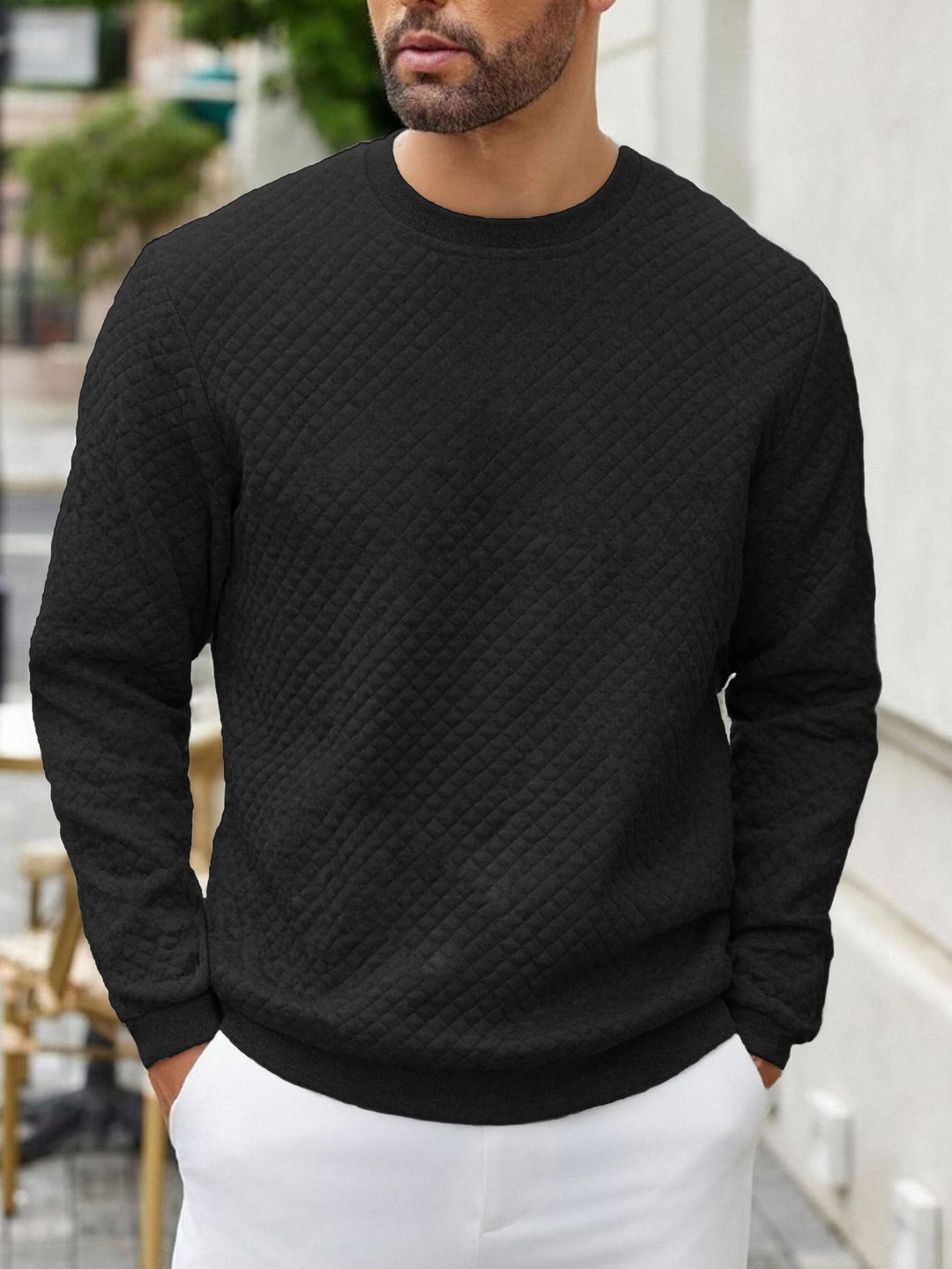 Men's quilted sweatshirt with diamond quilting, ribbed collar, and comfortable regular fit Mune Fashion