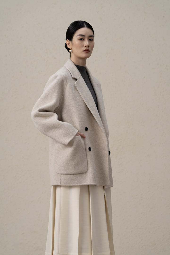 Women's Double-Breasted Wool Blend Blazer Mune Fashion