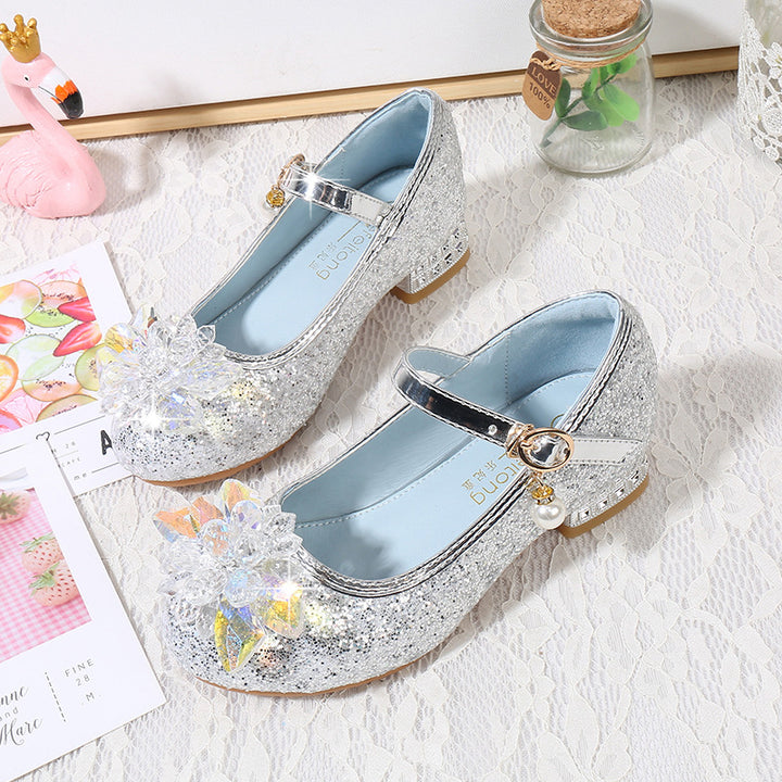 Girls' ballerinas with sparkling crystal flowers and glitter Mune Fashion