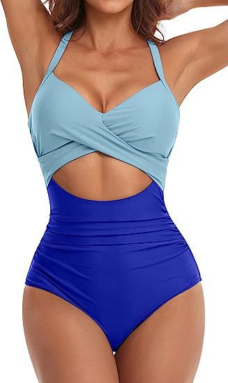 Women's One-Piece Swimsuit with Elegant Wrap Cut Mune Fashion