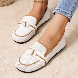 Women's woven lace slippers with decorative bow and padded comfort footbed Mune Fashion