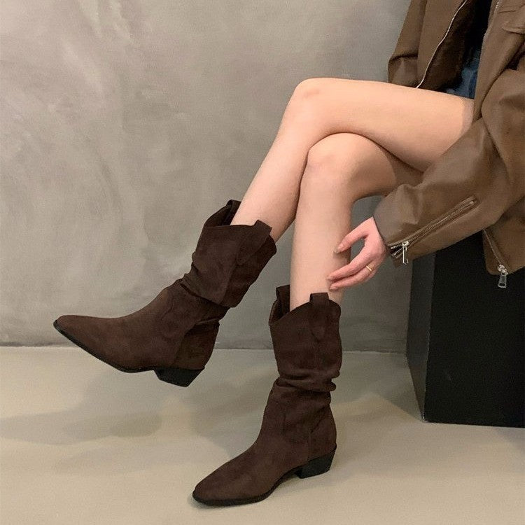 Women Stylish Suede Ankle Boots Mune Fashion