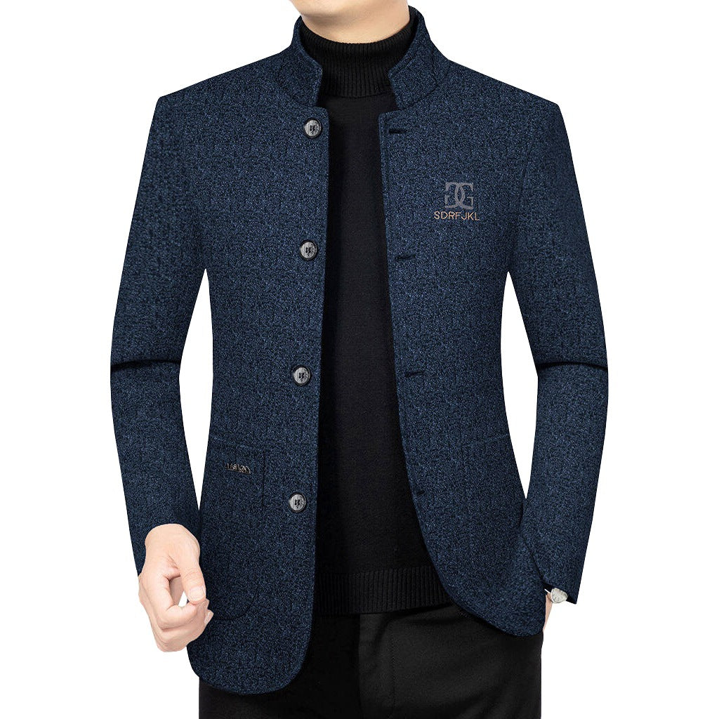 Men's Modern Stand-Up Collar Blazer in Travel Style with Padded Lining Mune Fashion