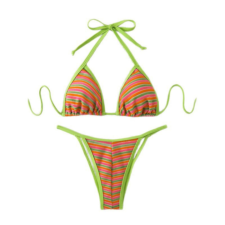 Women's Triangle Bikini with playful striped pattern and adjustable straps Mune Fashion