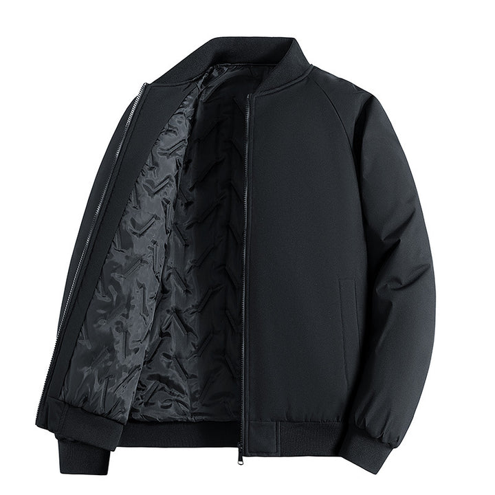 Men's Minimalist Tech Bomber Jacket with Thermally Insulated Quilted Lining and Concealed Zipper Mune Fashion
