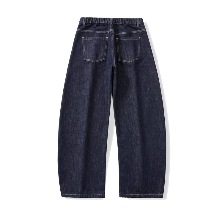 Women's wide high-waisted cropped jeans made from raw denim with classic pocket design Mune Fashion