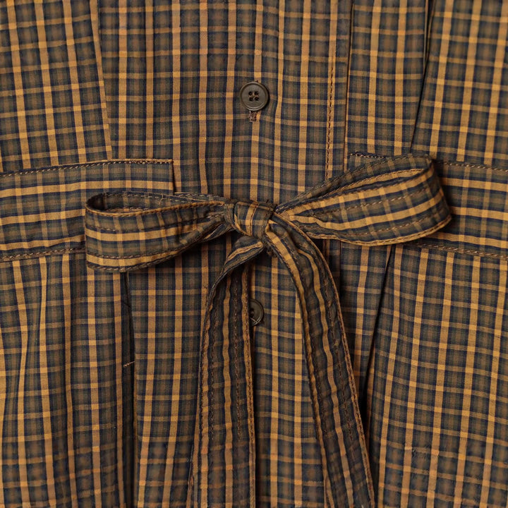 Ladies checkered box jacket with stand-up collar and tie belt Mune Fashion