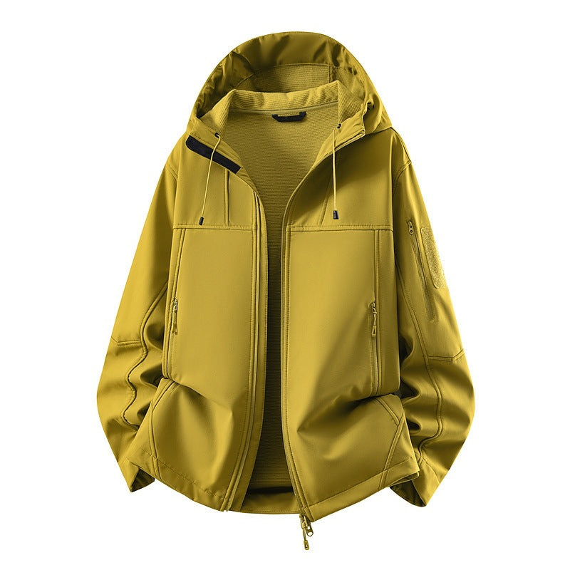 Men's softshell jacket with fleece lining, water-repellent and hood reinforcement Mune Fashion
