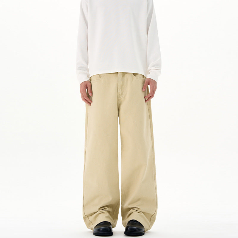 Men's Loose-Fitting Five-Pocket Denim Pants in Straight Palazzo Cut Mune Fashion