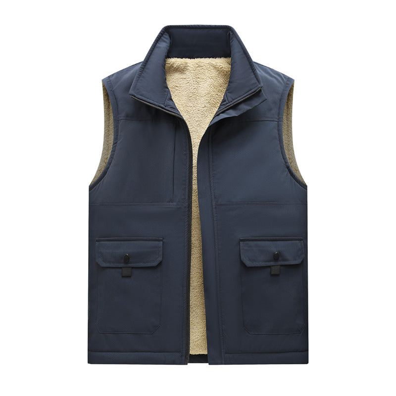 Men's Insulated Outdoor Utility Vest with Teddy Lining and Front Flap Pockets Mune Fashion