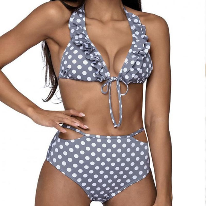 Women's bikini set with playful polka dot design and high-waisted bottom Mune Fashion
