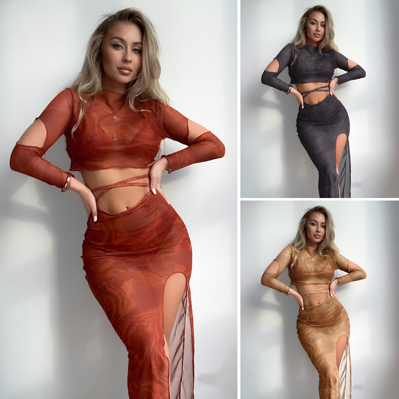 Women's top and skirt set with transparent design and modern cut-outs Mune Fashion