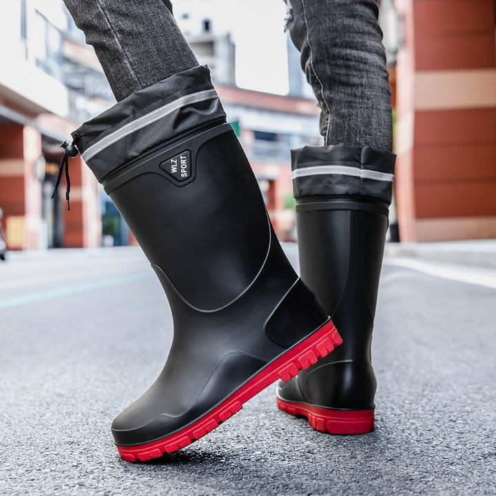 Men's outdoor rubber boots with thermal collar, drawstring closure, and slip-resistant profile sole Mune Fashion