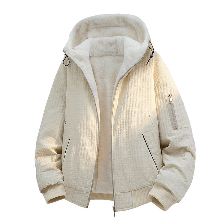Women's Quilted Teddy Fleece Bomber Jacket with Hood and Fine Quilted Texture Mune Fashion