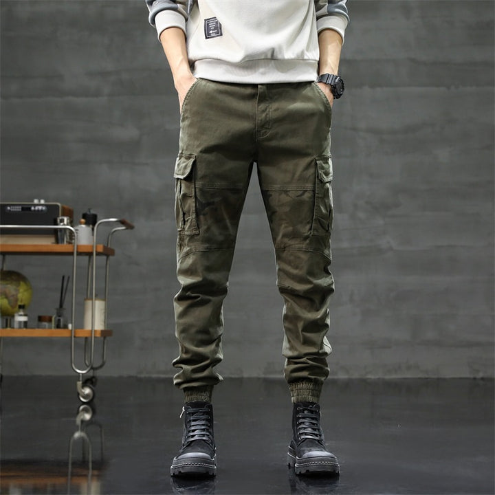 Men's Cargo Jogging Pants with Camouflage Knee Insert & Elastic Cuffs Mune Fashion