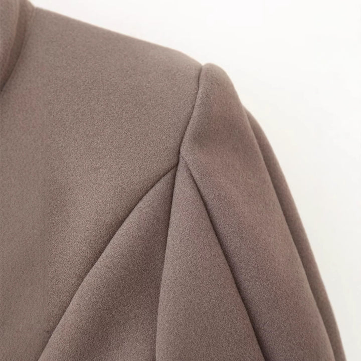 Women's Elegant Long Wool Blend Coat with Shawl Collar and Patch Pockets Mune Fashion