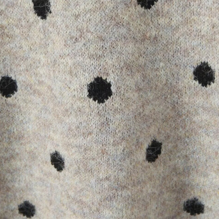 Women's Polka Dot Oversized Knit Sweater with Round Neck