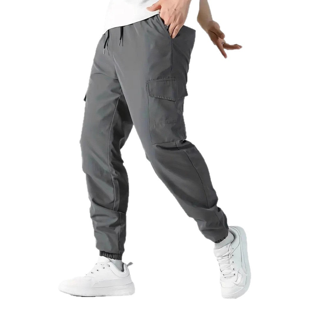 Men's Lightweight Tech Cargo Pants in Jogger Style with Drawstring, Elastic Leg Cuff & Multi-Pockets Mune Fashion